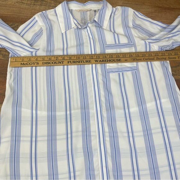 NWOT Soft Surroundings Large petite Stripe Button Down Long Sleeve Shirt - Picture 3 of 9